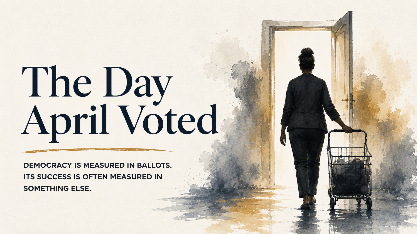 A voter leaving a vote center with a smile after casting a ballot.